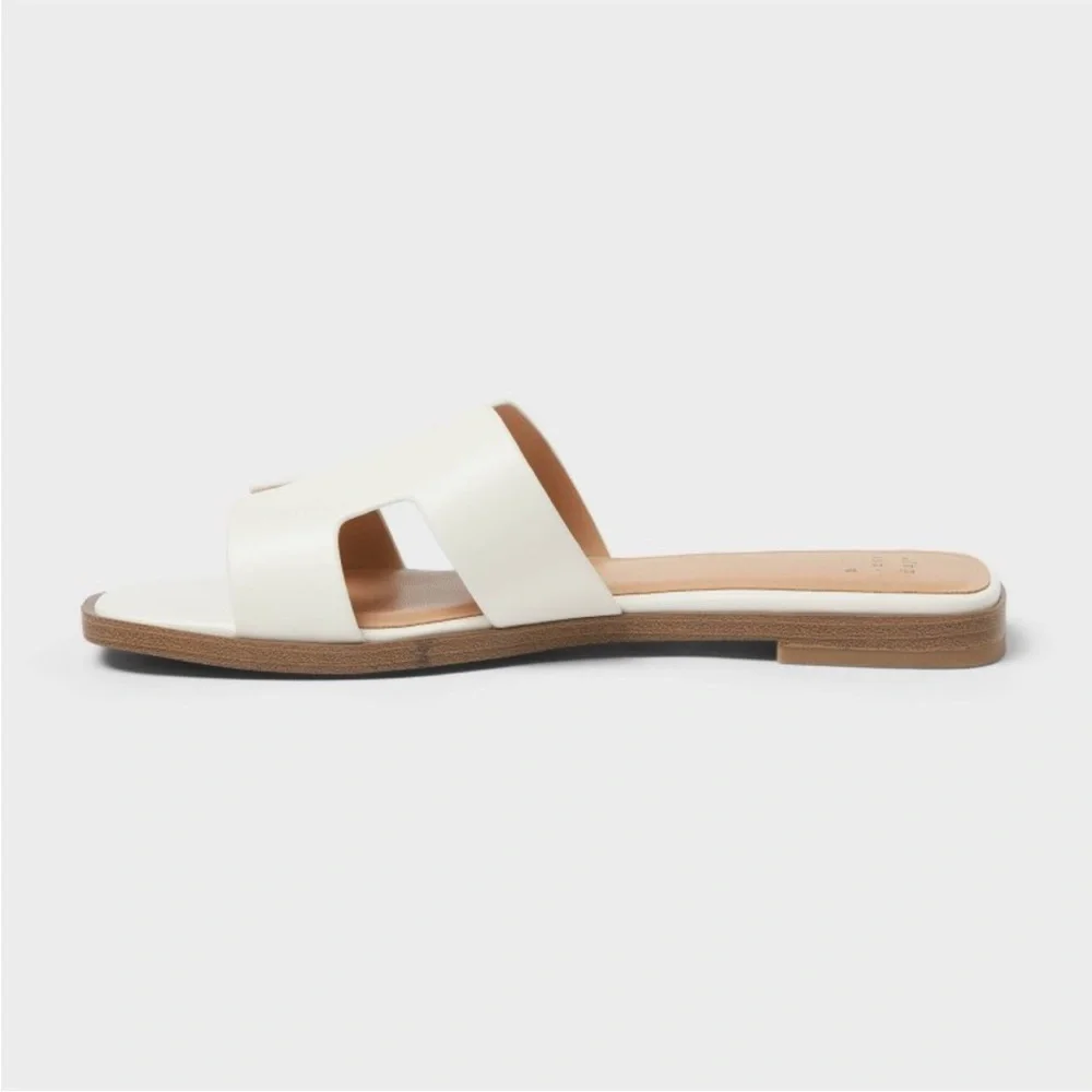 NEW a new day Minimal White Slide Sandals - Casual Women’s Slip-On Size 9.5